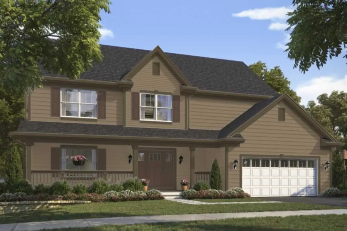 Resort Tan SW 7550 paint swatch shown as a Tallyn's Reach exterior scheme